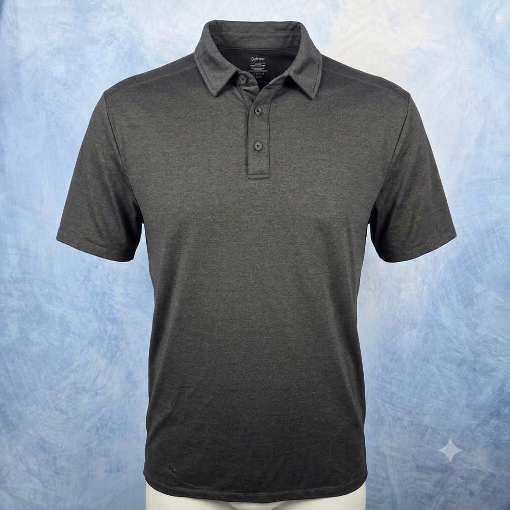 Quince Mens Performance Polo Shirt XL Gray Recycled Polyester Stretch Golf Top